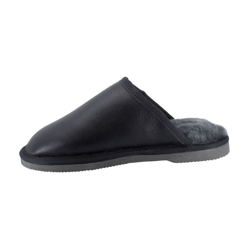 Comfort me UGG Australian Made Classic NAPPA Leather Scuffs, Slippers are Made with Australian Sheepskin for Men & Women, Black Colour 6