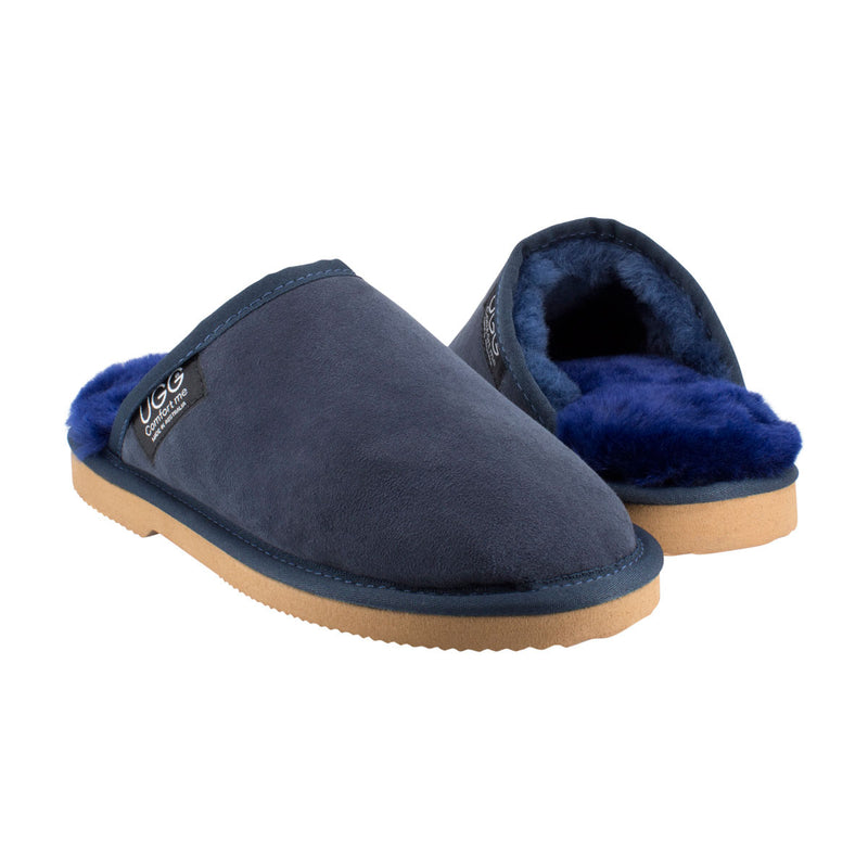 Comfort me UGG Australian Made Classic Scuffs, Slippers are Made with Australian Sheepskin for Men & Women, Navy Colour 2