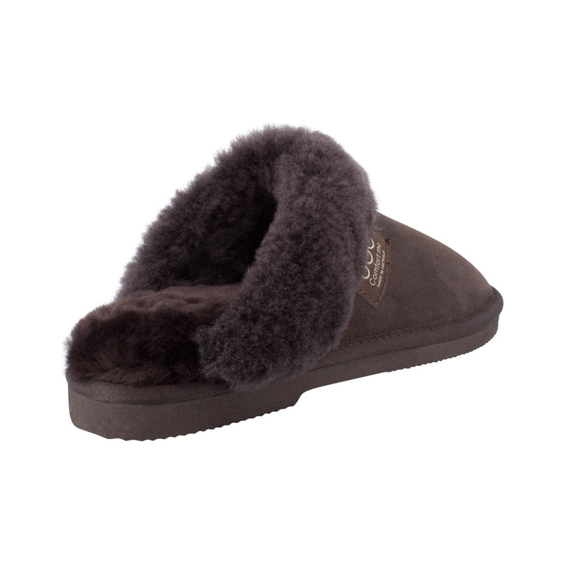 Comfort me UGG Australian Made Fur Trim Scuffs, Slippers are Made with Australian Sheepskin for Men & Women, Chocolate Colour 3