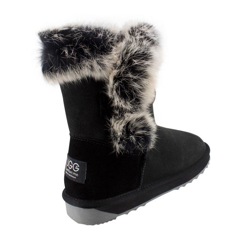 Comfort me UGG Australian Made Designer Fur Trim Boots are Made with Australian Sheepskin for Women, Black Colour 4