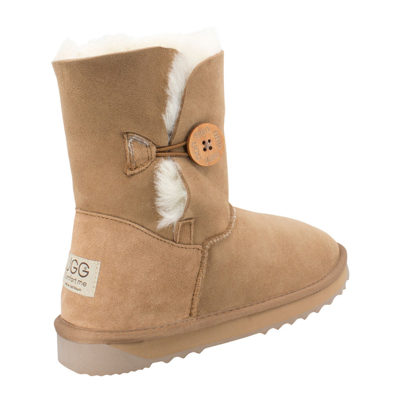 Comfort me UGG Australian Made Mid Button Boots are Made with Australian Sheepskin for Men & Women, Chestnut Colour 4