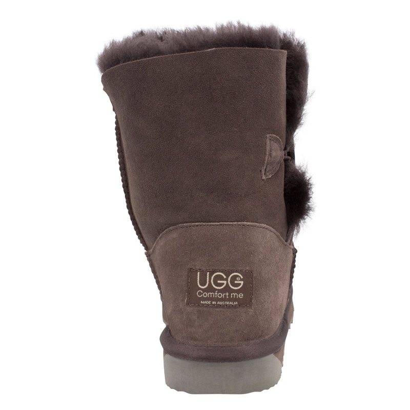 Comfort me UGG Australian Made Mid Button Boots are Made with Australian Sheepskin for Men & Women, Chocolate Colour 5