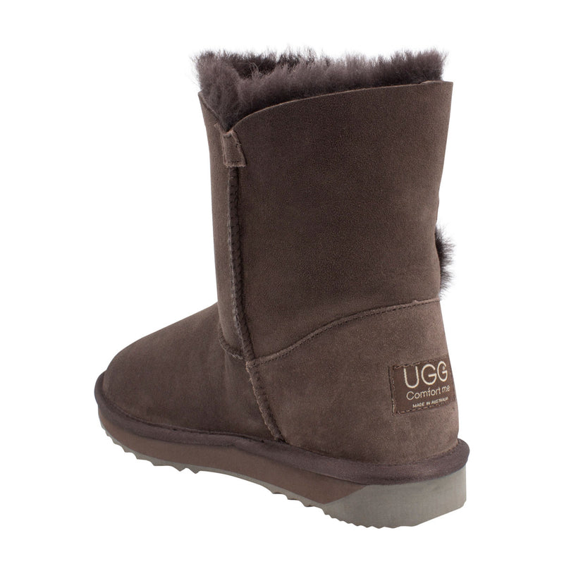 Comfort me UGG Australian Made Mid Button Boots are Made with Australian Sheepskin for Men & Women, Chocolate Colour 6