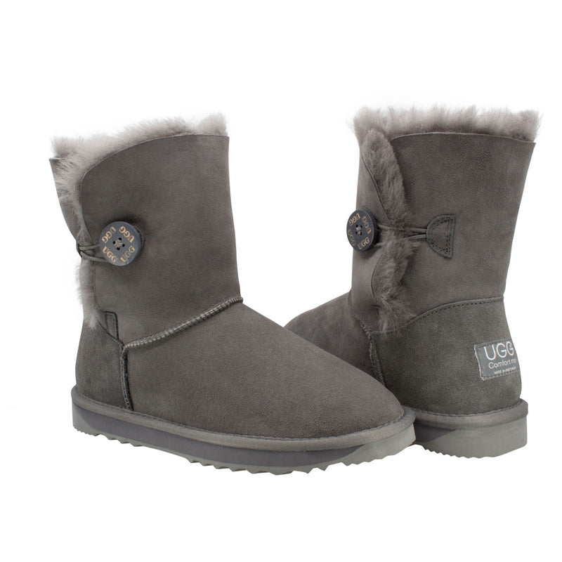 Comfort me UGG Australian Made Mid Button Boots are Made with Australian Sheepskin for Men & Women, Grey Colour 2