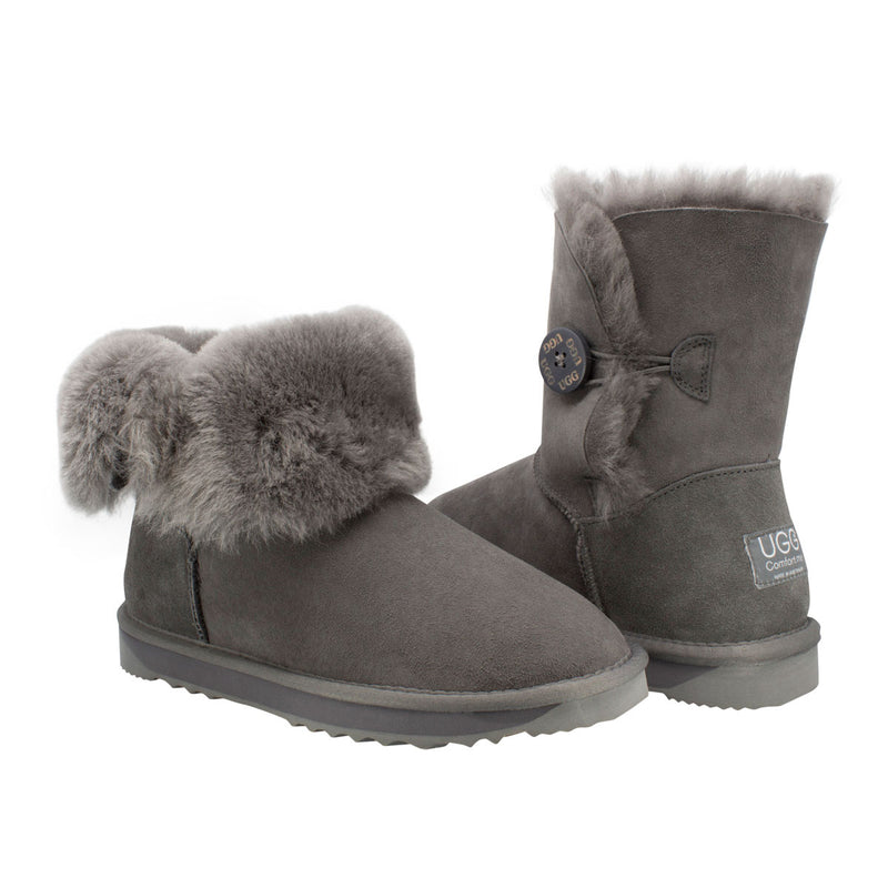 Comfort me UGG Australian Made Mid Button Boots are Made with Australian Sheepskin for Men & Women, Grey Colour 3