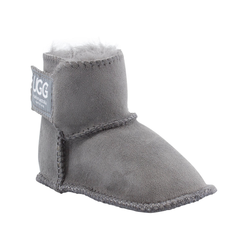 Comfort me UGG Australian Made Baby Gripper Booties are Made with Australian Sheepskin for Babies, Grey Colour 2