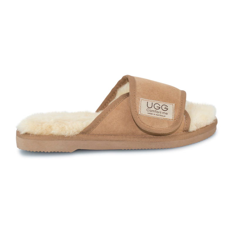 Australian Made, Open Toe Strap Wool UGG Scuffs