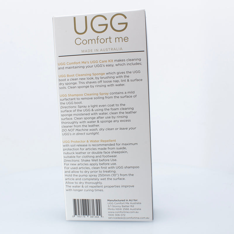 Ugg Boot Sheepskin Care Kit - Cleaning sponge brush, Shampoo Cleaning Spray, water and oil repellant, UGG Comfort Me, Australian made-3
