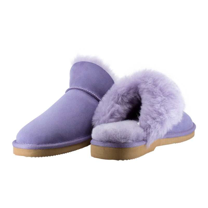 Comfort me UGG Australian Made High Fur Trim Scuffs, Slippers are Made with Australian Shearling for Men & Women, Lilac Colour 2