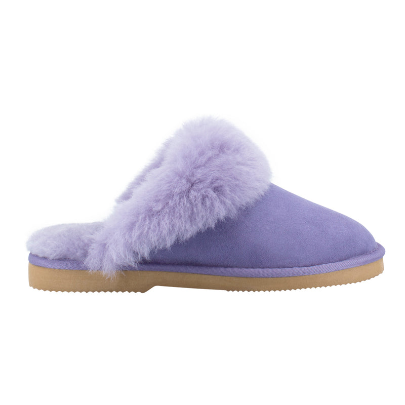 Comfort me UGG Australian Made High Fur Trim Scuffs, Slippers are Made with Australian Shearling for Men & Women, Lilac Colour 3