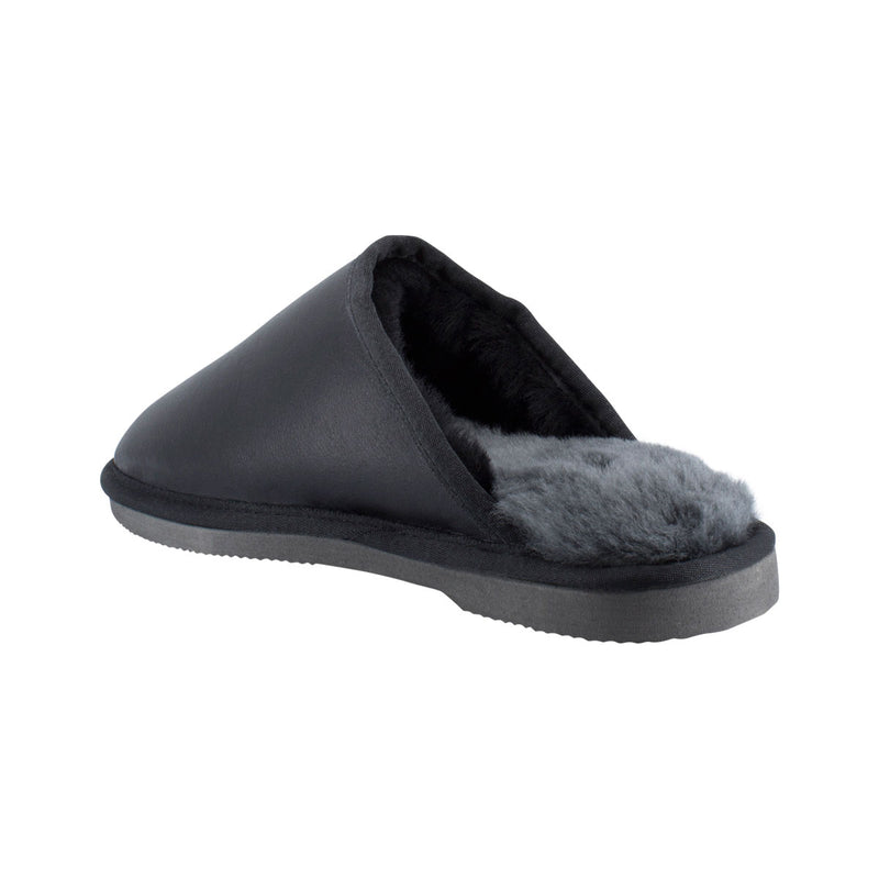 Comfort me UGG Australian Made Classic NAPPA Leather Scuffs, Slippers are Made with Australian Sheepskin for Men & Women, Black Colour 5