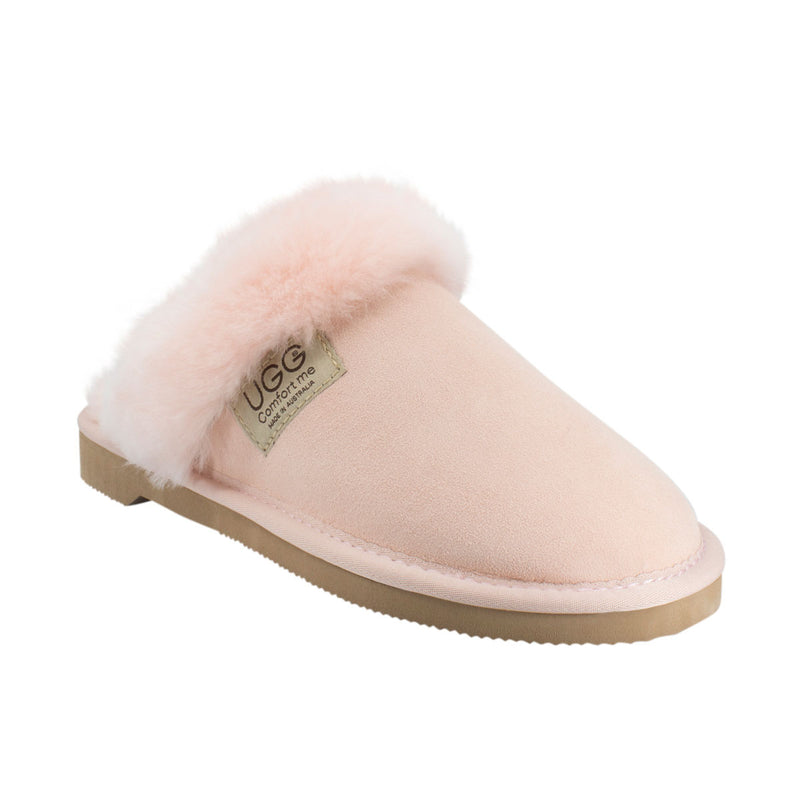Comfort me UGG Australian Made Fur Trim Scuffs, Slippers are Made with Australian Sheepskin for Women, Pink Colour 9