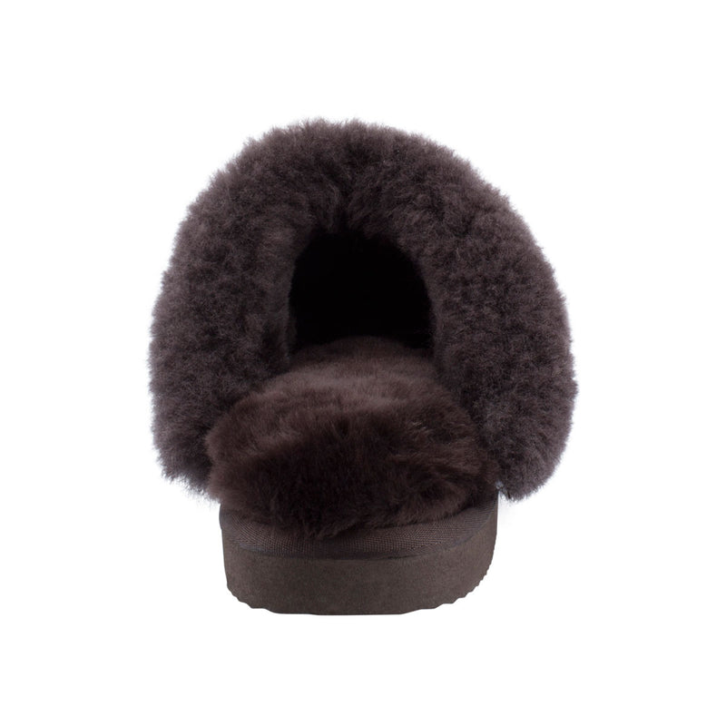 Comfort me UGG Australian Made Fur Trim Scuffs, Slippers are Made with Australian Sheepskin for Men & Women, Chocolate Colour 4