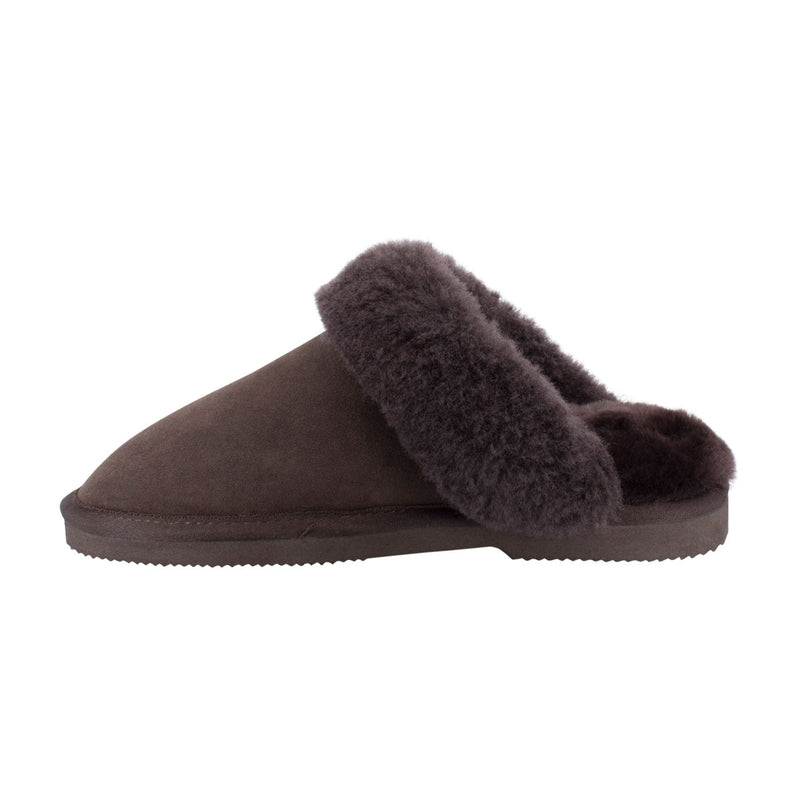 Comfort me UGG Australian Made Fur Trim Scuffs, Slippers are Made with Australian Sheepskin for Men & Women, Chocolate Colour 6