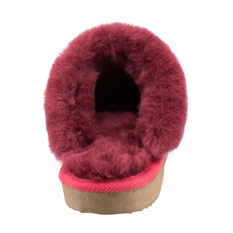 Comfort me UGG Australian Made Fur Trim Scuffs, Slippers are Made with Australian Sheepskin for Men & Women, Ruby Colour 4