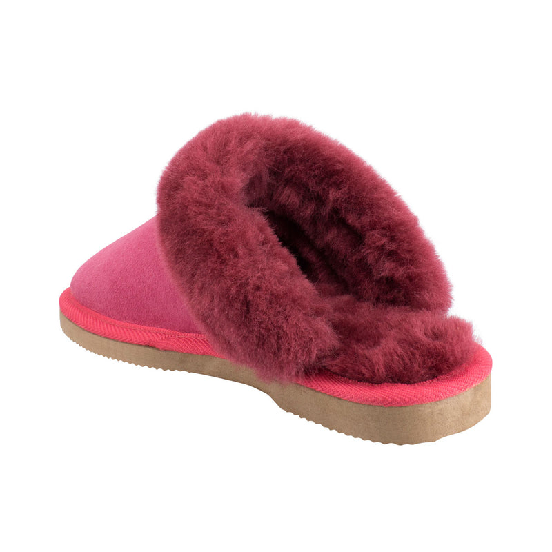 Comfort me UGG Australian Made Fur Trim Scuffs, Slippers are Made with Australian Sheepskin for Men & Women, Ruby Colour 5