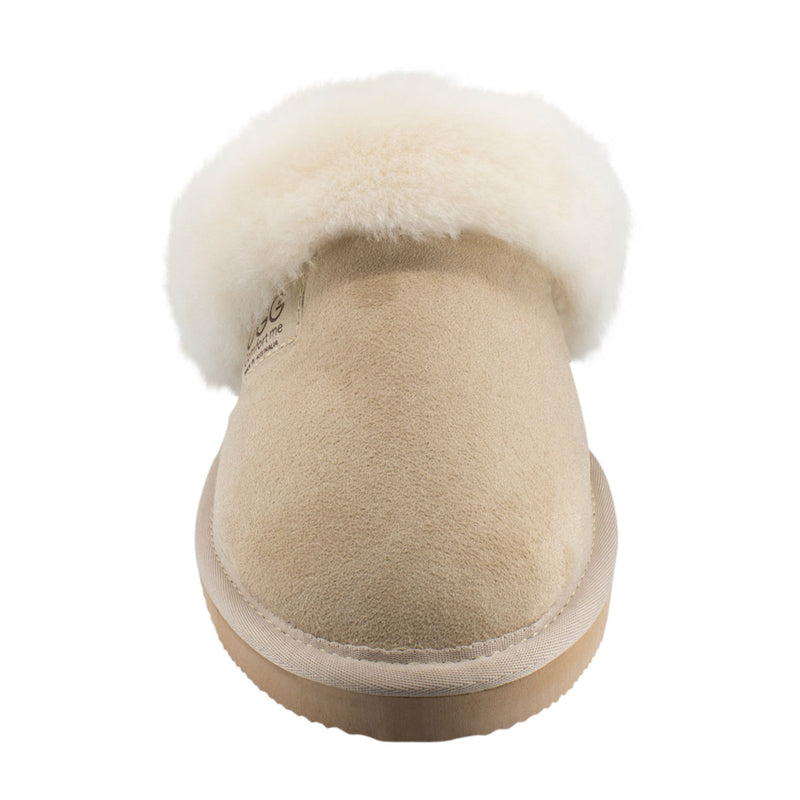 Comfort me UGG Australian Made Fur Trim Scuffs, Slippers are Made with Australian Sheepskin for Men & Women, Sand Colour 8