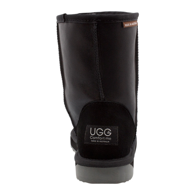 Comfort me UGG Australian Made Mid Classic NAPPA Leather Boots are Made with Australian Sheepskin for Men & Women, Black Colour 4