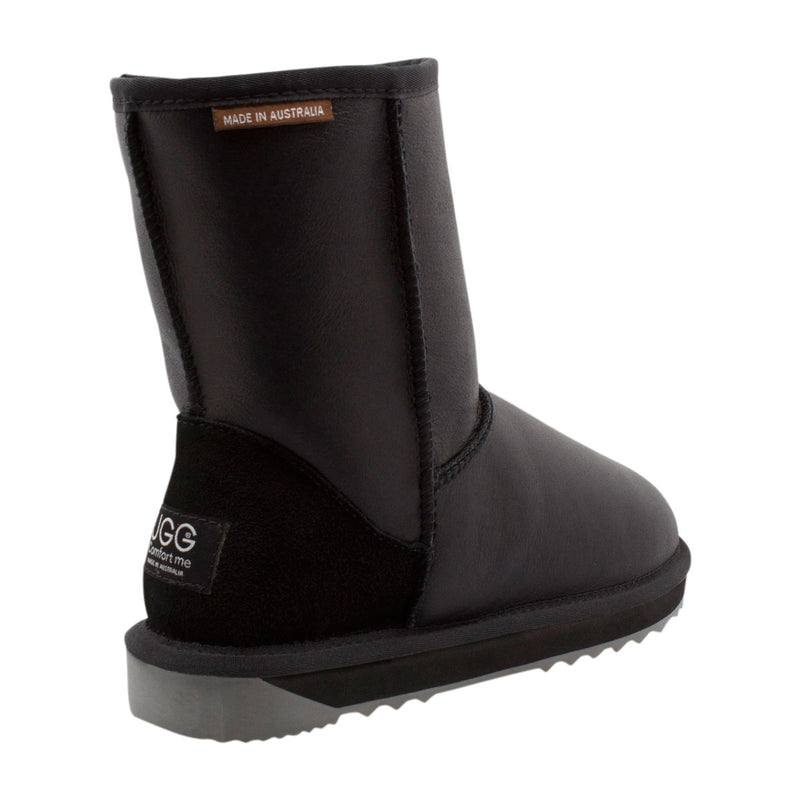 Comfort me UGG Australian Made Mid Classic NAPPA Leather Boots are Made with Australian Sheepskin for Men & Women, Black Colour 3