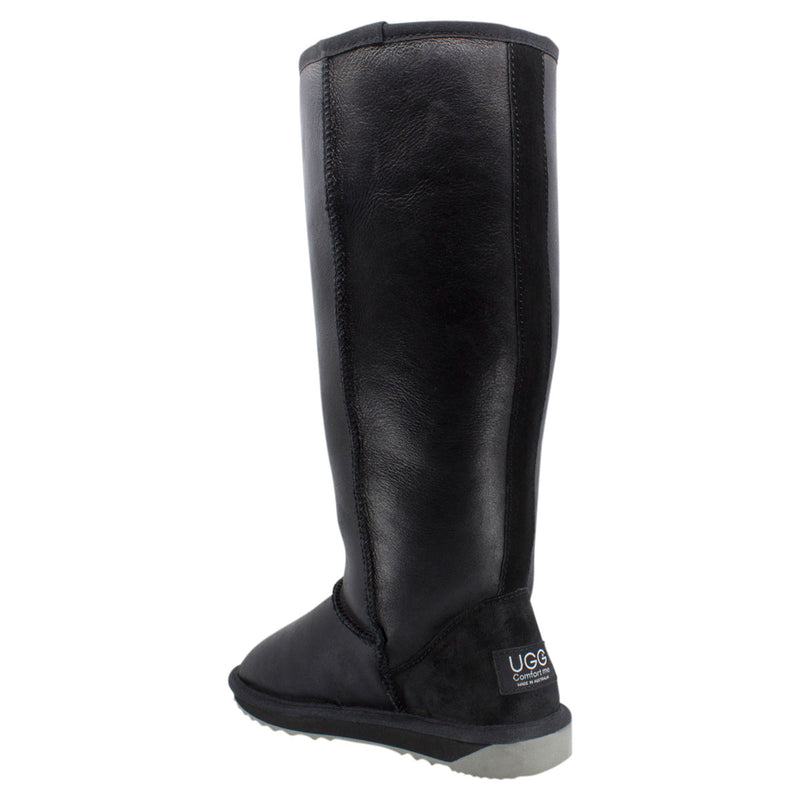 Comfort me UGG Australian Made NAPPA Knee High Classic Fashion Boots are Made with Australian Sheepskin for Women, Black Leather 4