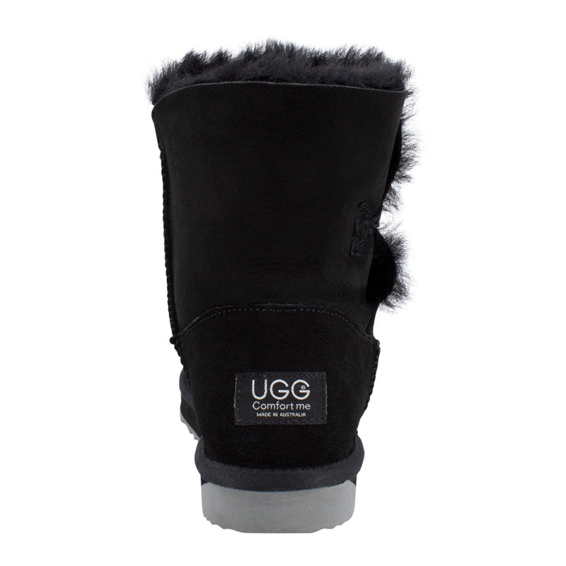 Comfort me UGG Australian Made Mid Button Boots are Made with Australian Sheepskin for Men & Women, Black Colour 5
