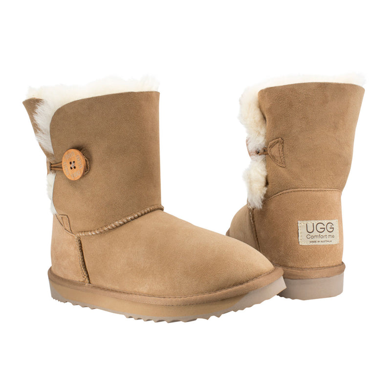 Comfort me UGG Australian Made Mid Button Boots are Made with Australian Sheepskin for Men & Women, Chestnut Colour 2