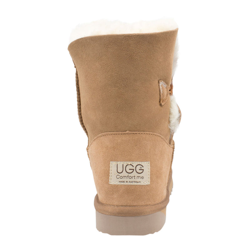 Comfort me UGG Australian Made Mid Button Boots are Made with Australian Sheepskin for Men & Women, Chestnut Colour 5