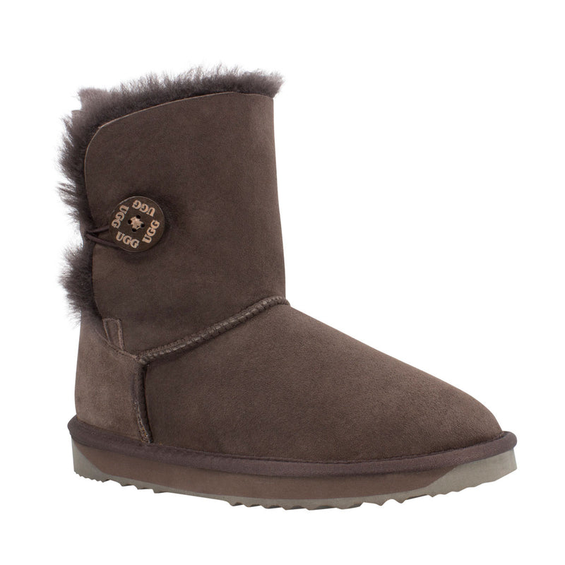 Comfort me UGG Australian Made Mid Button Boots are Made with Australian Sheepskin for Men & Women, Chocolate Colour 8