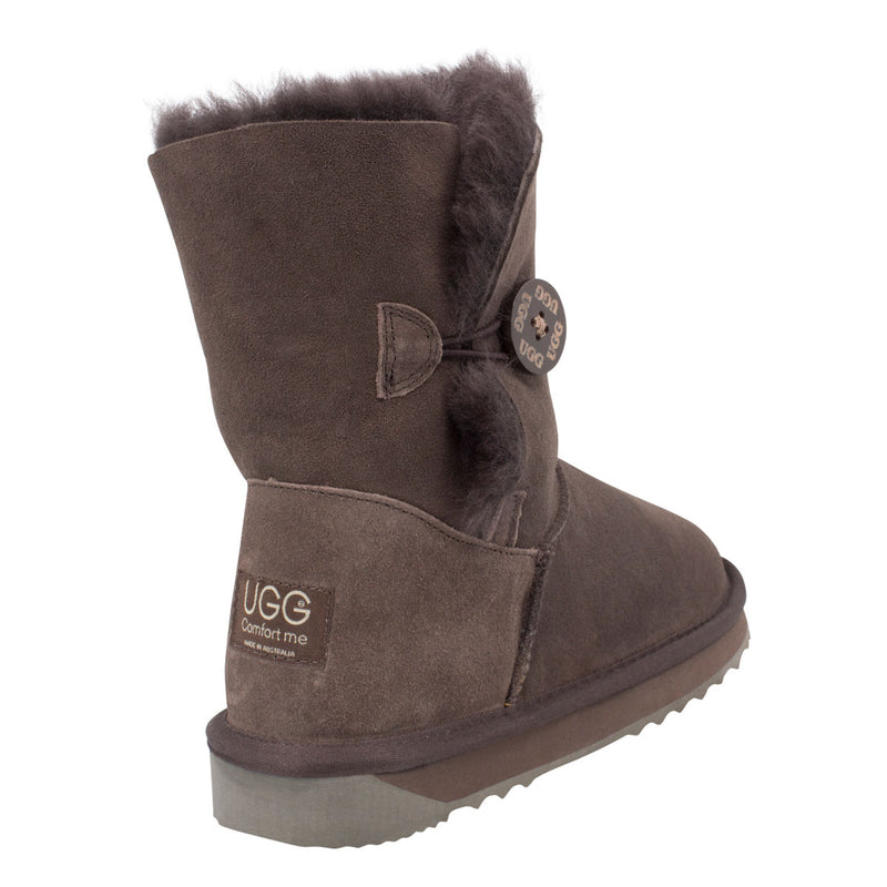 Comfort me UGG Australian Made Mid Button Boots are Made with Australian Sheepskin for Men & Women, Chocolate Colour 4
