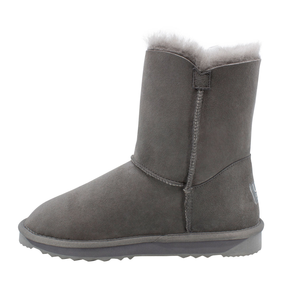 Grey ugg boots with buttons top