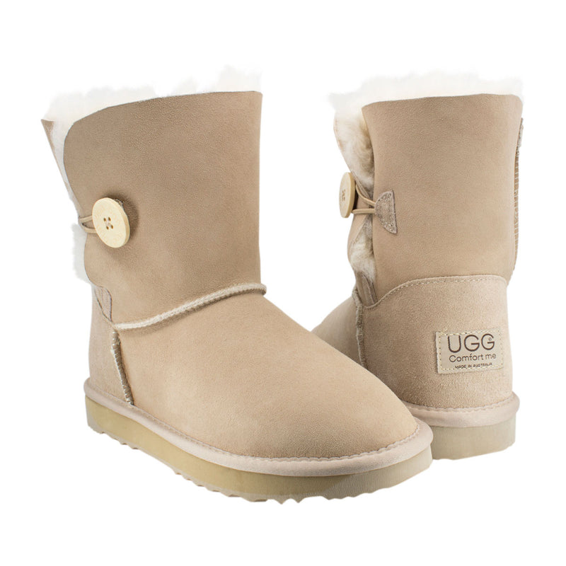 Comfort me UGG Australian Made Mid Button Boots are Made with Australian Sheepskin for Men & Women, Sand Colour 2