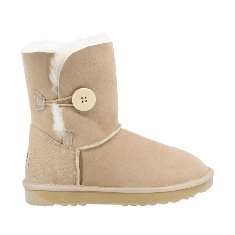 Comfort me UGG Australian Made Mid Button Boots are Made with Australian Sheepskin for Men & Women, Sand Colour 1