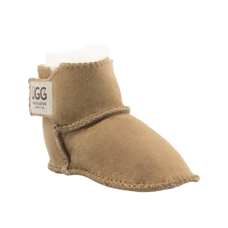 Comfort me UGG Australian Made Baby Gripper Booties are Made with Australian Sheepskin for Babies, Chestnut Colour 2